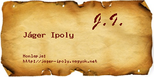 Jáger Ipoly névjegykártya